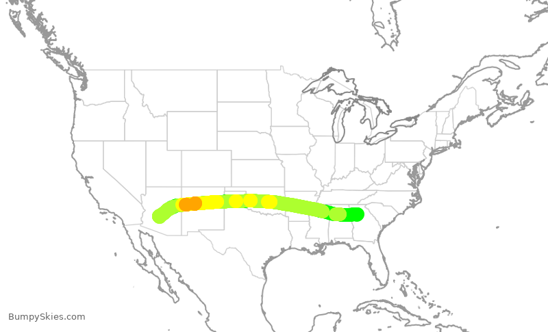 Turbulence forecast map for DAL842, ATL to PHX