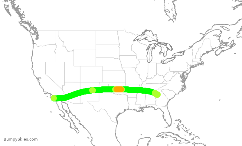Turbulence forecast map for DAL843, SAN to ATL