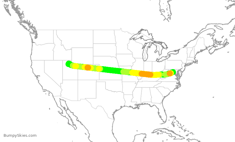Turbulence forecast map for DAL847, SLC to IAD