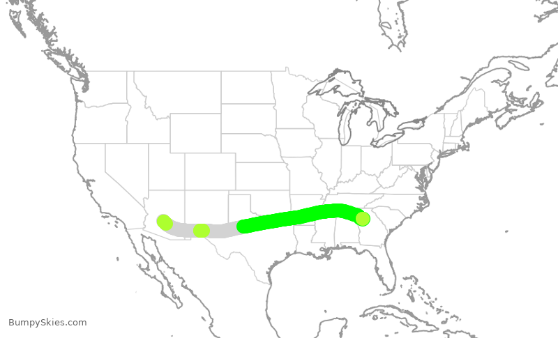 Turbulence forecast map for DAL849, PHX to ATL