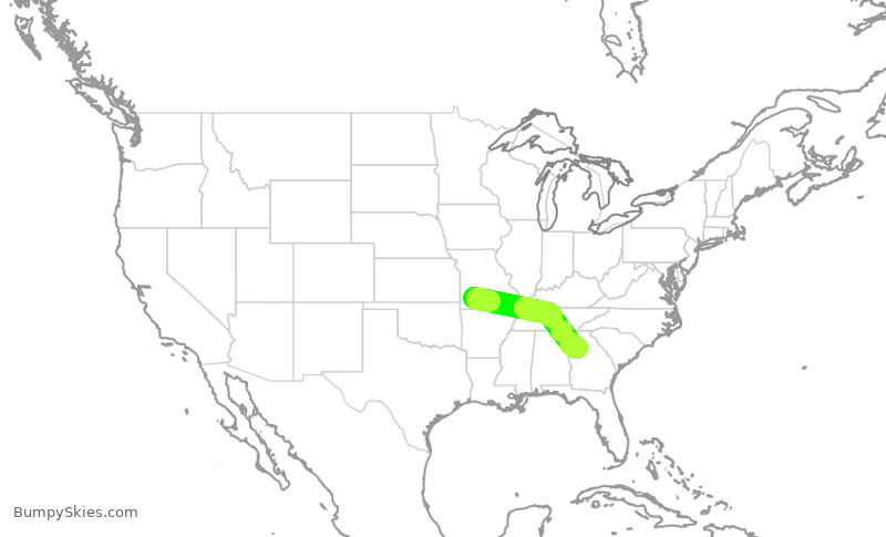 Turbulence forecast map for DAL854, SGF to ATL