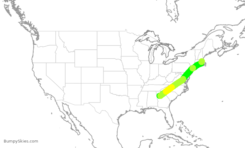 Turbulence forecast map for DAL855, ATL to BOS