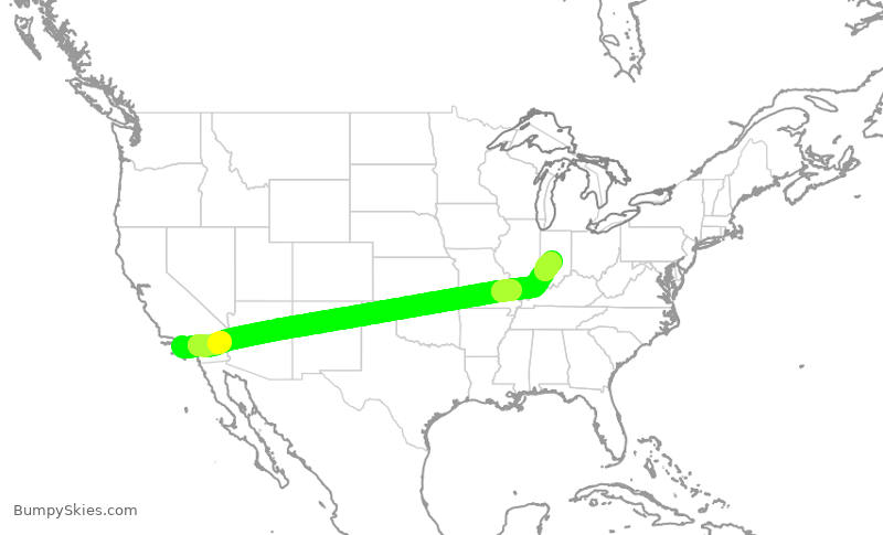 Turbulence forecast map for DAL861, LAX to IND
