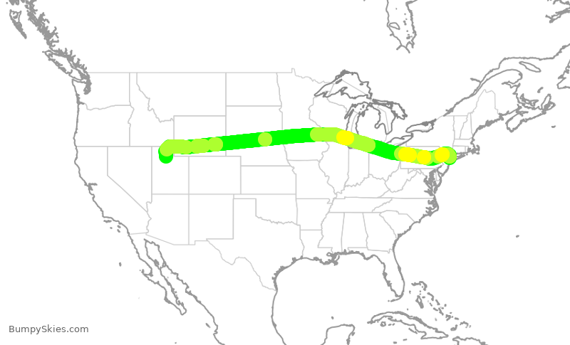 Turbulence forecast map for DAL863, JFK to SLC