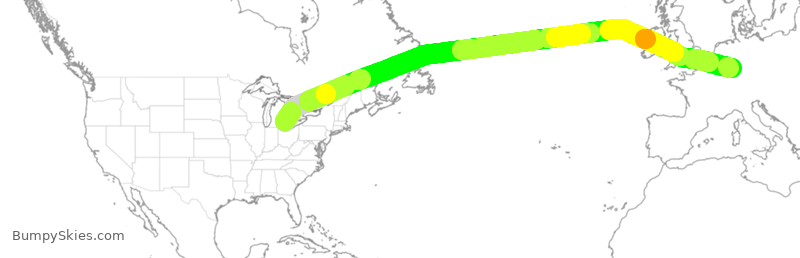 Turbulence forecast map for DAL86, DTW to DDF