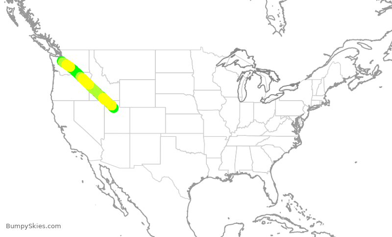 Turbulence forecast map for DAL871, SLC to SEA
