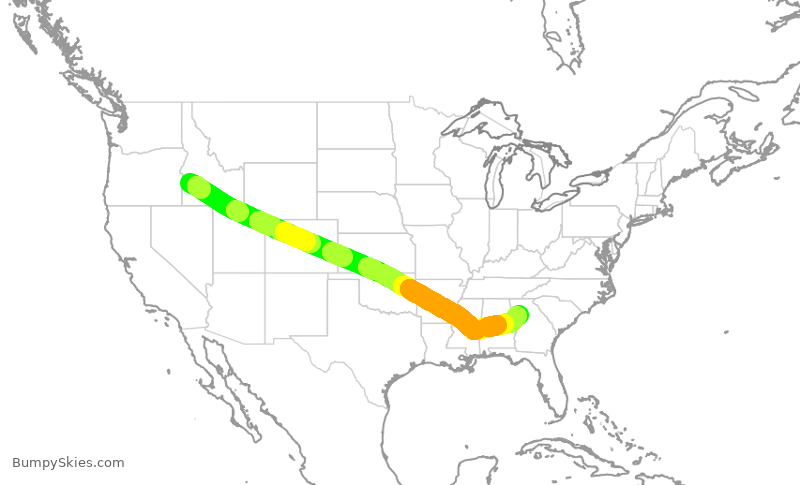 Turbulence forecast map for DAL874, BOI to ATL