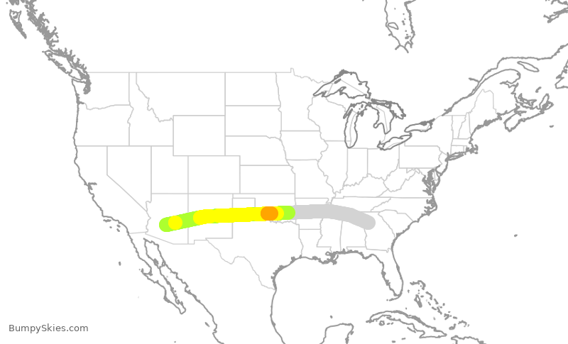 Turbulence forecast map for DAL8772, PHX to ATL
