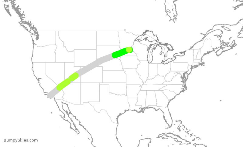 Turbulence forecast map for DAL8774, LAX to MSP