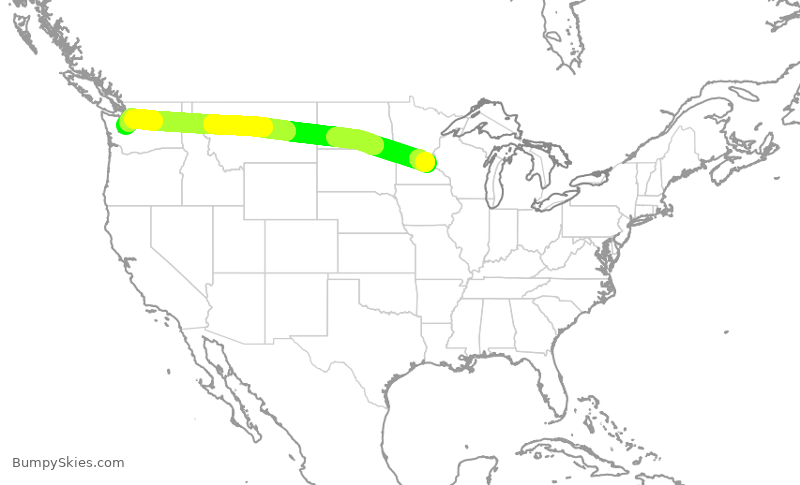Turbulence forecast map for DAL877, MSP to SEA