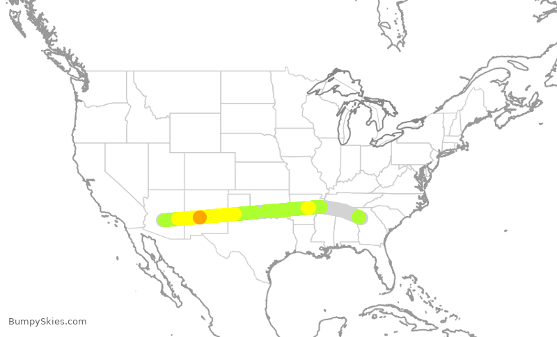 Turbulence forecast map for DAL8782, PHX to ATL