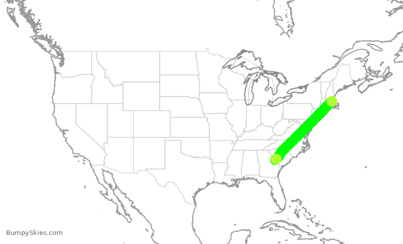 Turbulence forecast map for DAL8793, BOS to AGS