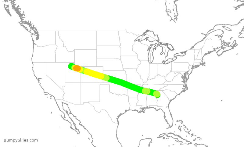 Turbulence forecast map for DAL8846, SLC to ATL
