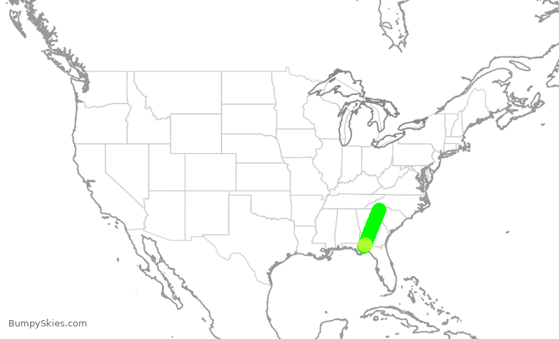 Turbulence forecast map for DAL8896, GSP to TLH