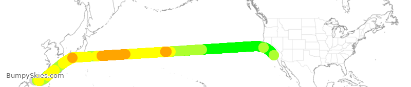 Turbulence forecast map for DAL88, HKG to LAX