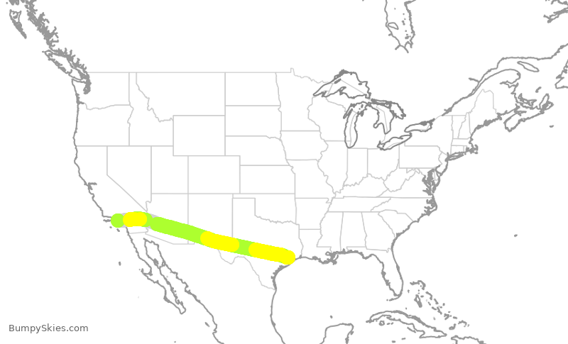 Turbulence forecast map for DAL8929, HOU to LAX