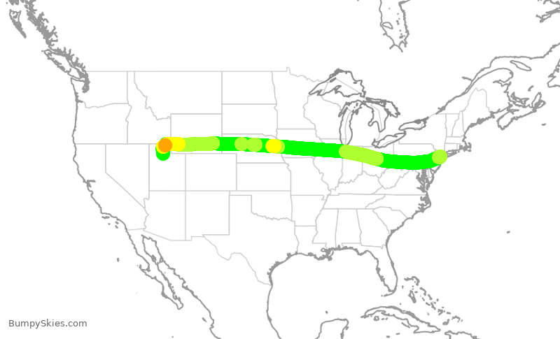 Turbulence forecast map for DAL892, JFK to SLC