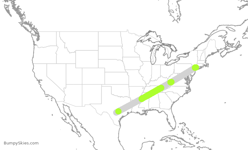 Turbulence forecast map for DAL8937, SAT to HPN