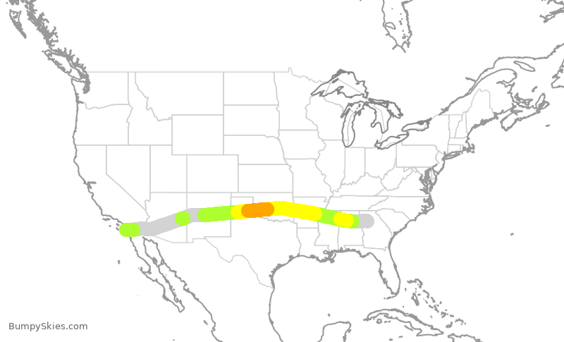 Turbulence forecast map for DAL894, ATL to SAN