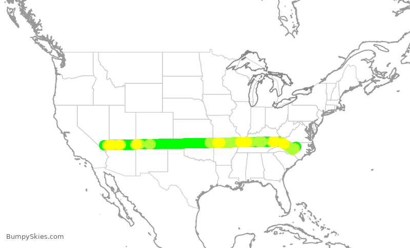 Turbulence forecast map for DAL8958, LAS to RDU