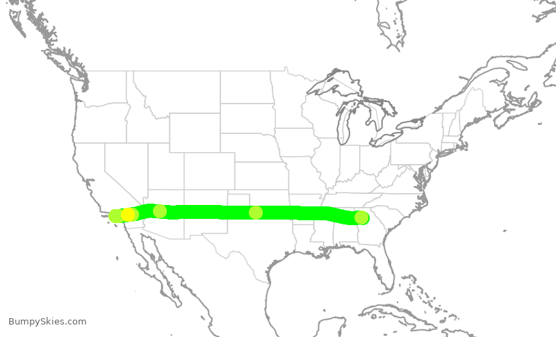 Turbulence forecast map for DAL895, ATL to LAX