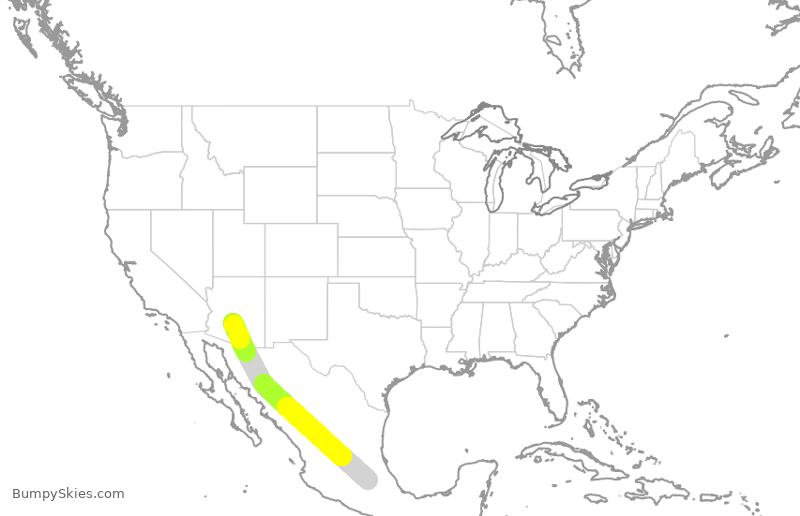 Turbulence forecast map for DAL8960, PHX to MSM