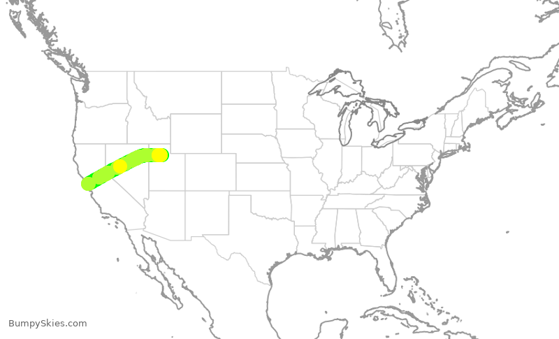 Turbulence forecast map for DAL902, SFO to SLC