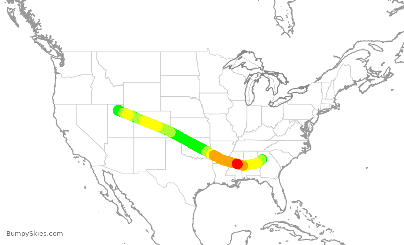 Turbulence forecast map for DAL905, SLC to ATL