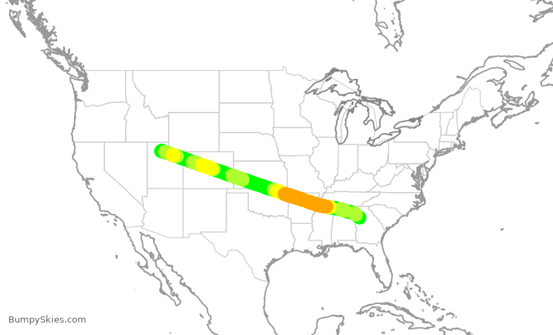 Turbulence forecast map for DAL906, SLC to ATL