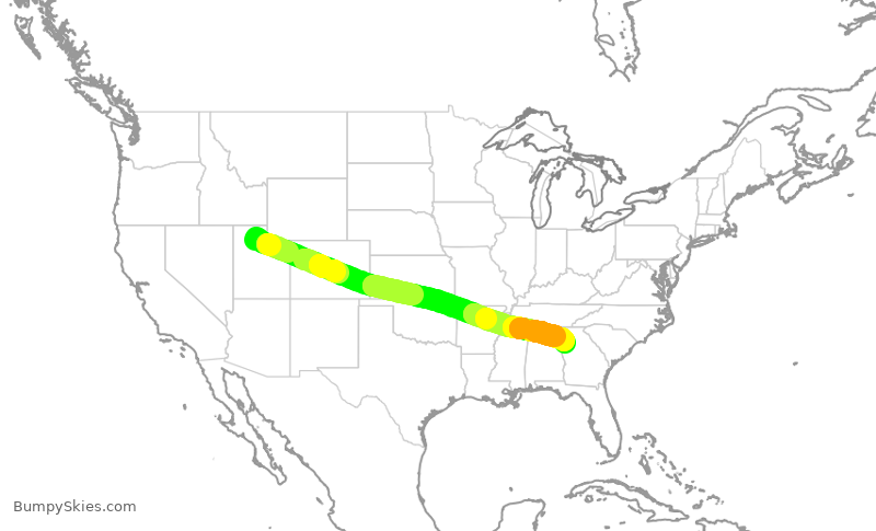 Turbulence forecast map for DAL907, SLC to ATL