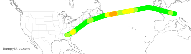 Turbulence forecast map for DAL90, ATL to ZRH