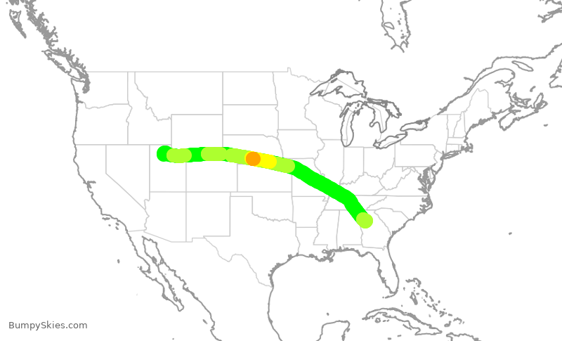 Turbulence forecast map for DAL912, SLC to ATL