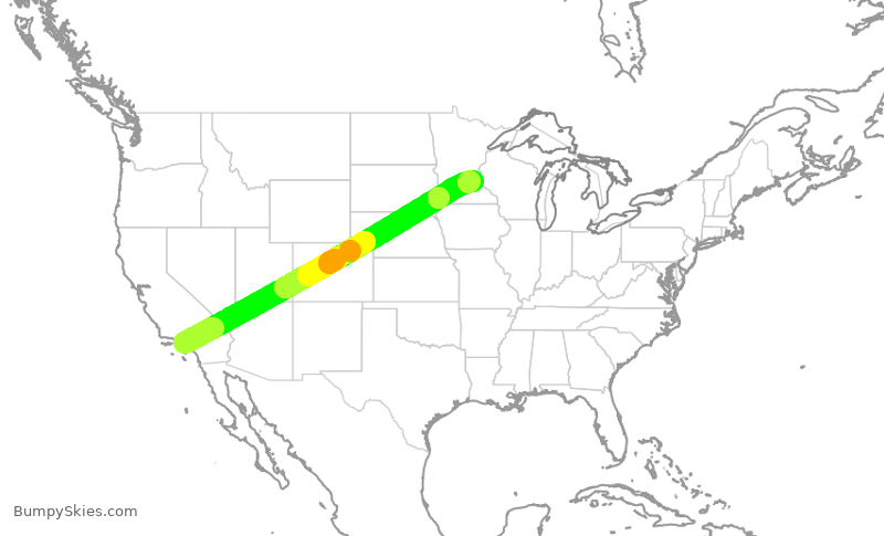 Turbulence forecast map for DAL914, LAX to MSP