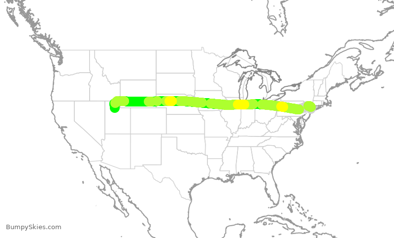 Turbulence forecast map for DAL917, JFK to SLC
