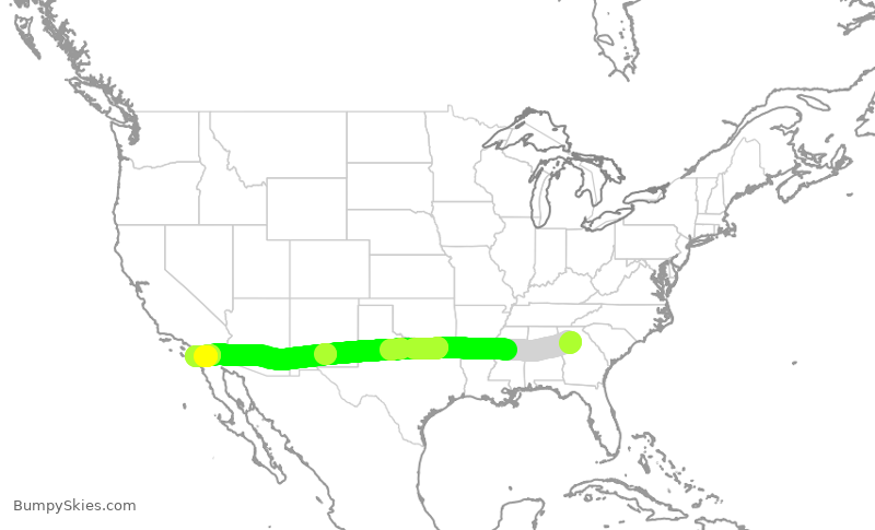 Turbulence forecast map for DAL924, ATL to SAN