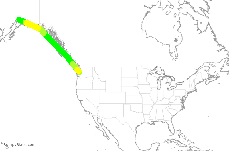 Turbulence forecast map for DAL928, SEA to ANC