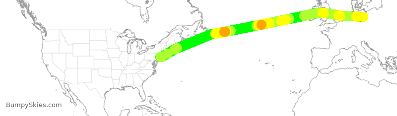 Turbulence forecast map for DAL92, JFK to SXF