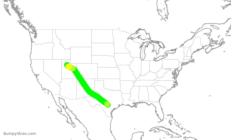 Turbulence forecast map for DAL930, SAT to SLC