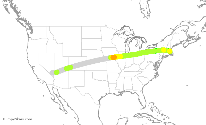 Turbulence forecast map for DAL931, LAS to BOS