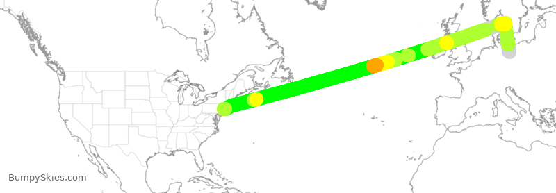 Turbulence forecast map for DAL93, SXF to JFK