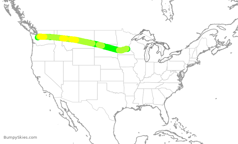 Turbulence forecast map for DAL942, SEA to MSP