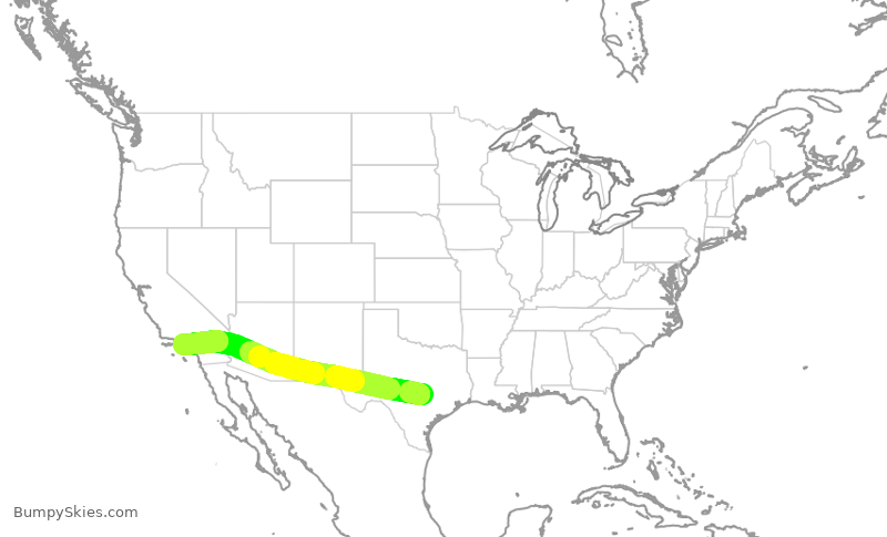 Turbulence forecast map for DAL946, AUS to LAX