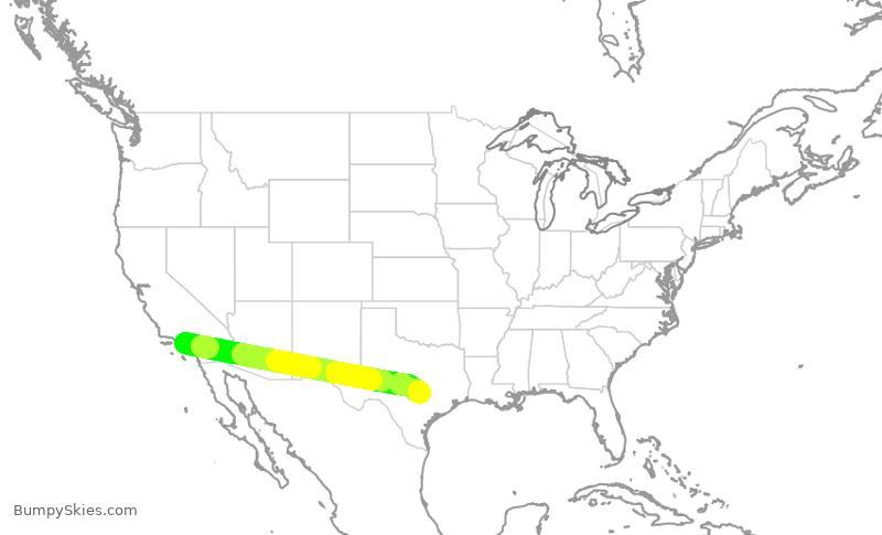Turbulence forecast map for DAL946, LAX to AUS