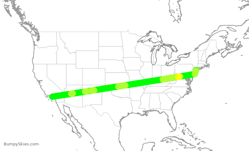 Turbulence forecast map for DAL951, LAX to JFK