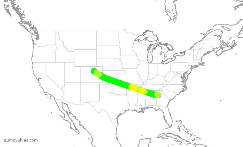 Turbulence forecast map for DAL957, ATL to DEN