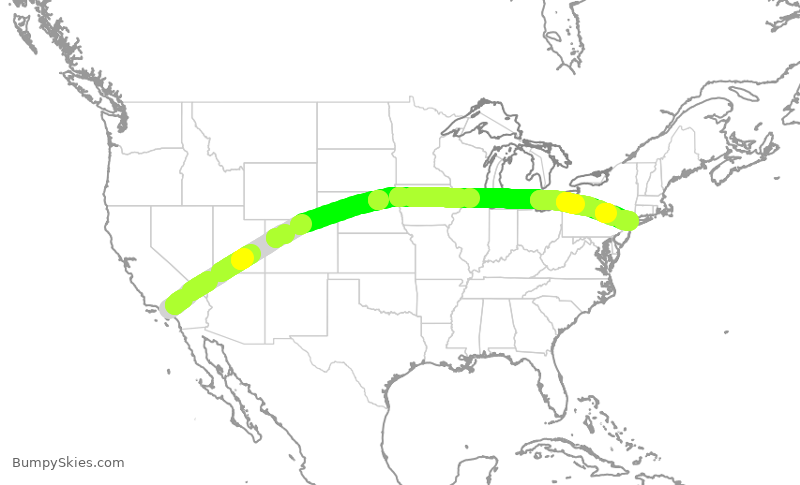 Turbulence forecast map for DAL958, LAX to JFK