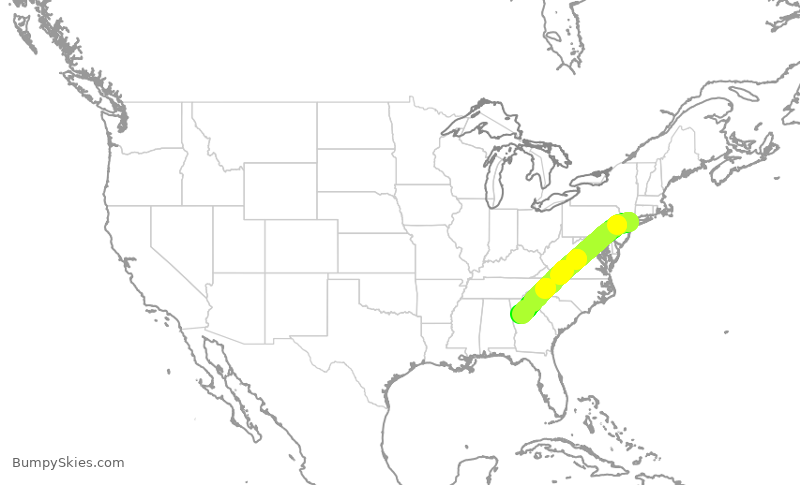 Turbulence forecast map for DAL964, LGA to ATL