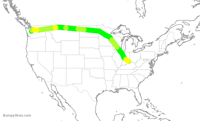 Turbulence forecast map for DAL966, CVG to SEA