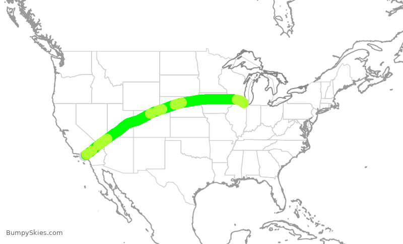 Turbulence forecast map for DAL967, LAX to ORD