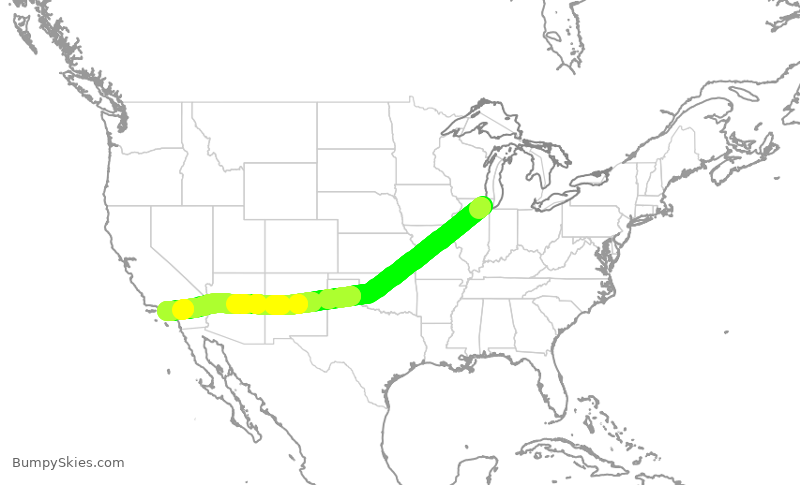Turbulence forecast map for DAL967, ORD to LAX